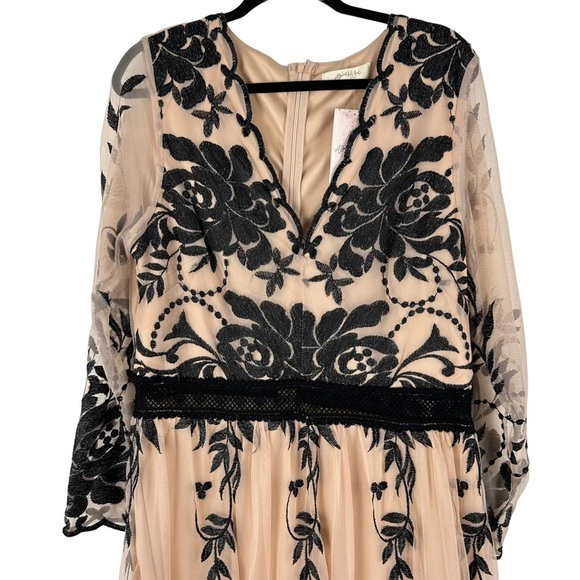 NWT A Beautiful Soul Arula Sz X 10/12 Sheer Floral Vneck Long Sleeve Maxi Dress - Picture 3 of 16